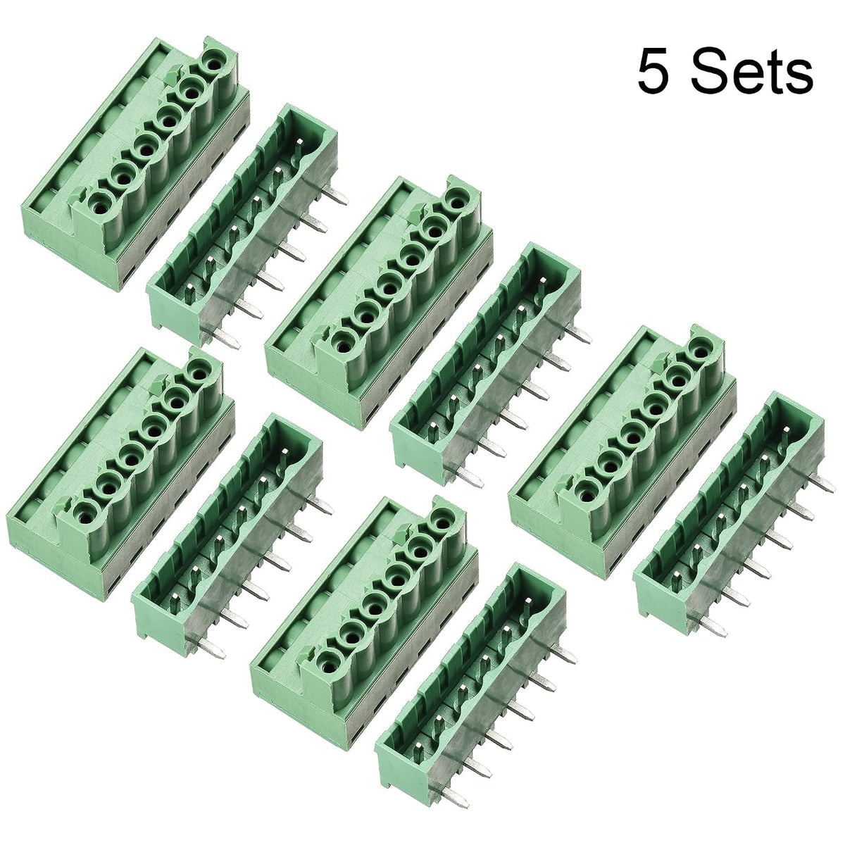 uxcell 6-Pin 5.08mm Pitch Right Angle PCB Screw Terminal Block Connector 5 Sets