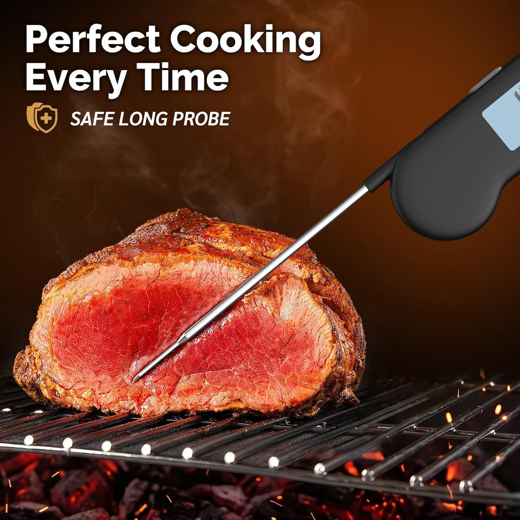 0.5 Sec Instant Read Meat Thermometer Digital for Outdoor Fryer, Black