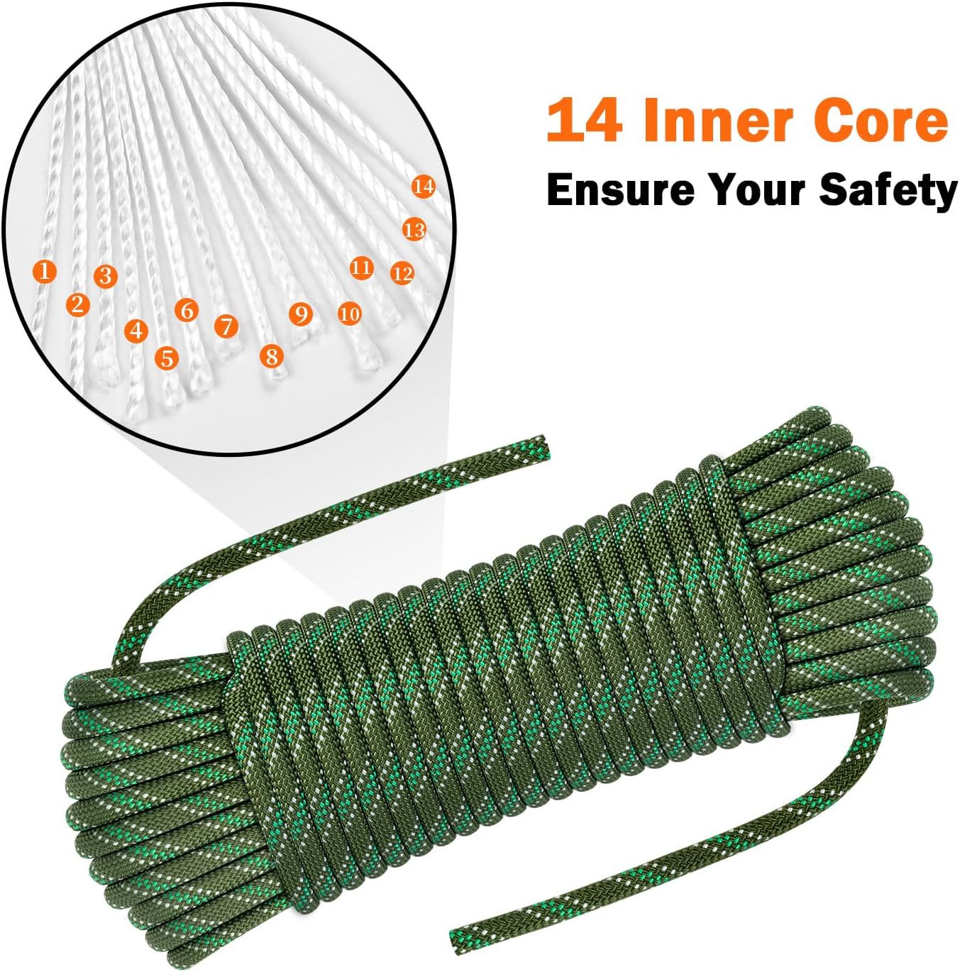 8.5mm Static Climbing Rope, Outdoor Rock Climbing Ropes, Heavy Duty Rappelling Rope for Fire Rescue, Escape