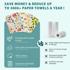 Reusable Paper Towels Washable Roll 24 Paperless Cotton Cloth