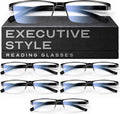 Executive Style Reading Glasses Men - Durable Readers with Blue Light Filtering- Comfortable Fit with TR90 Frames