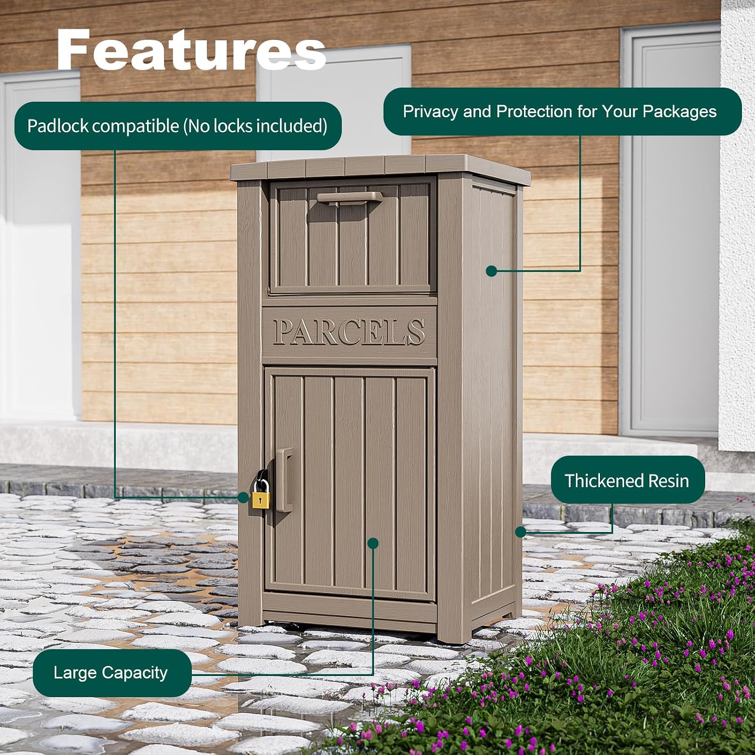 Package Delivery Box for Outside, Large Parcel Drop Box with Lockable Secure, Waterproof and Anti-Theft Storage for