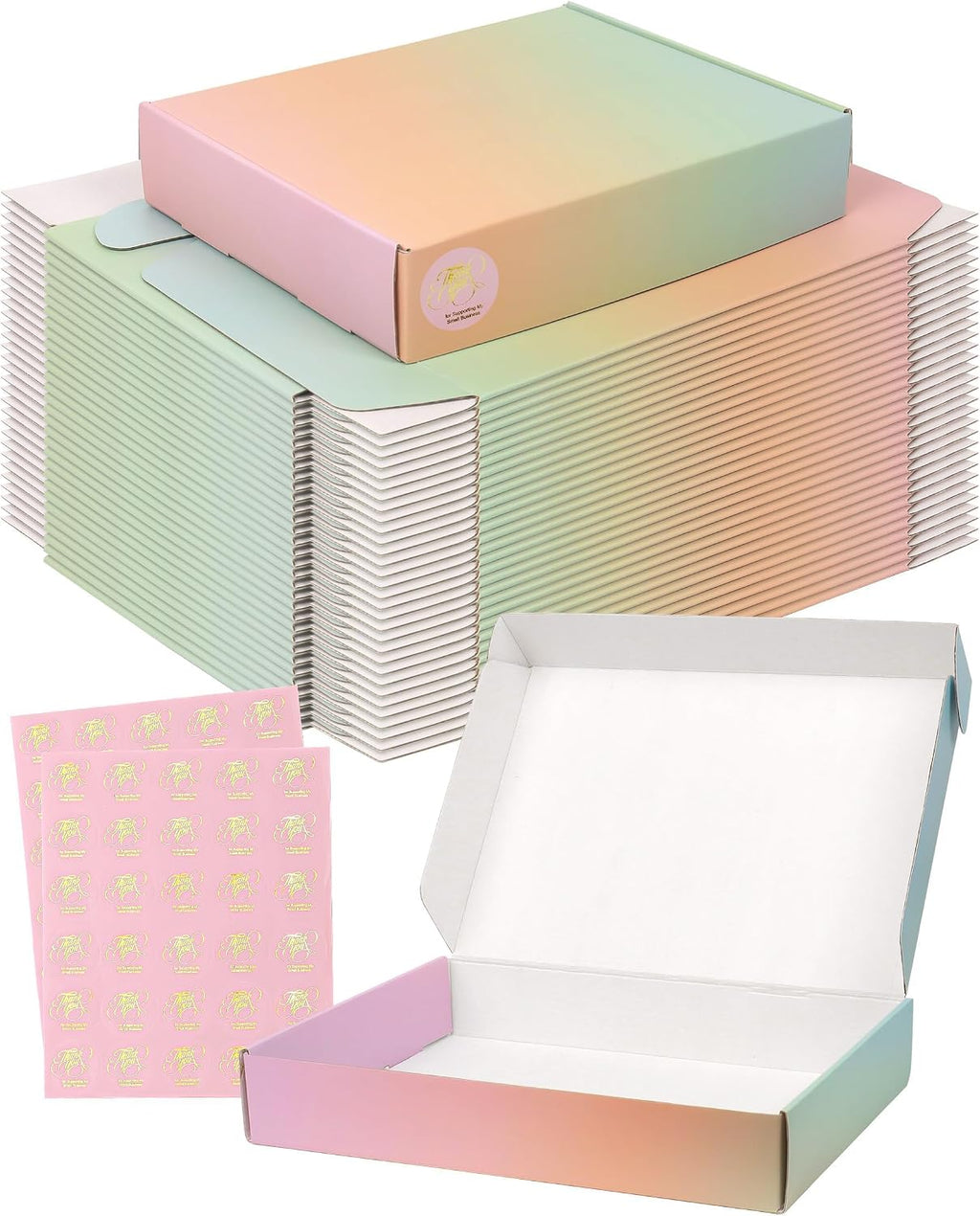 Small Colored Shipping Boxes, 11x8x2 Inch Cute Packaging Box for Gift, Pack of 45