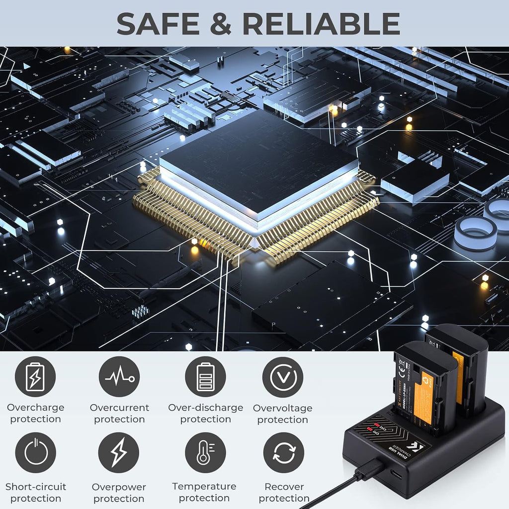 LP-E6/LP-E6N/LP-E6NH Battery Charger, Dual Slot Type-C/Micro USB Charger for Canon EOS R5 R6 RP R7, 5D 6D Mark IV, 5D