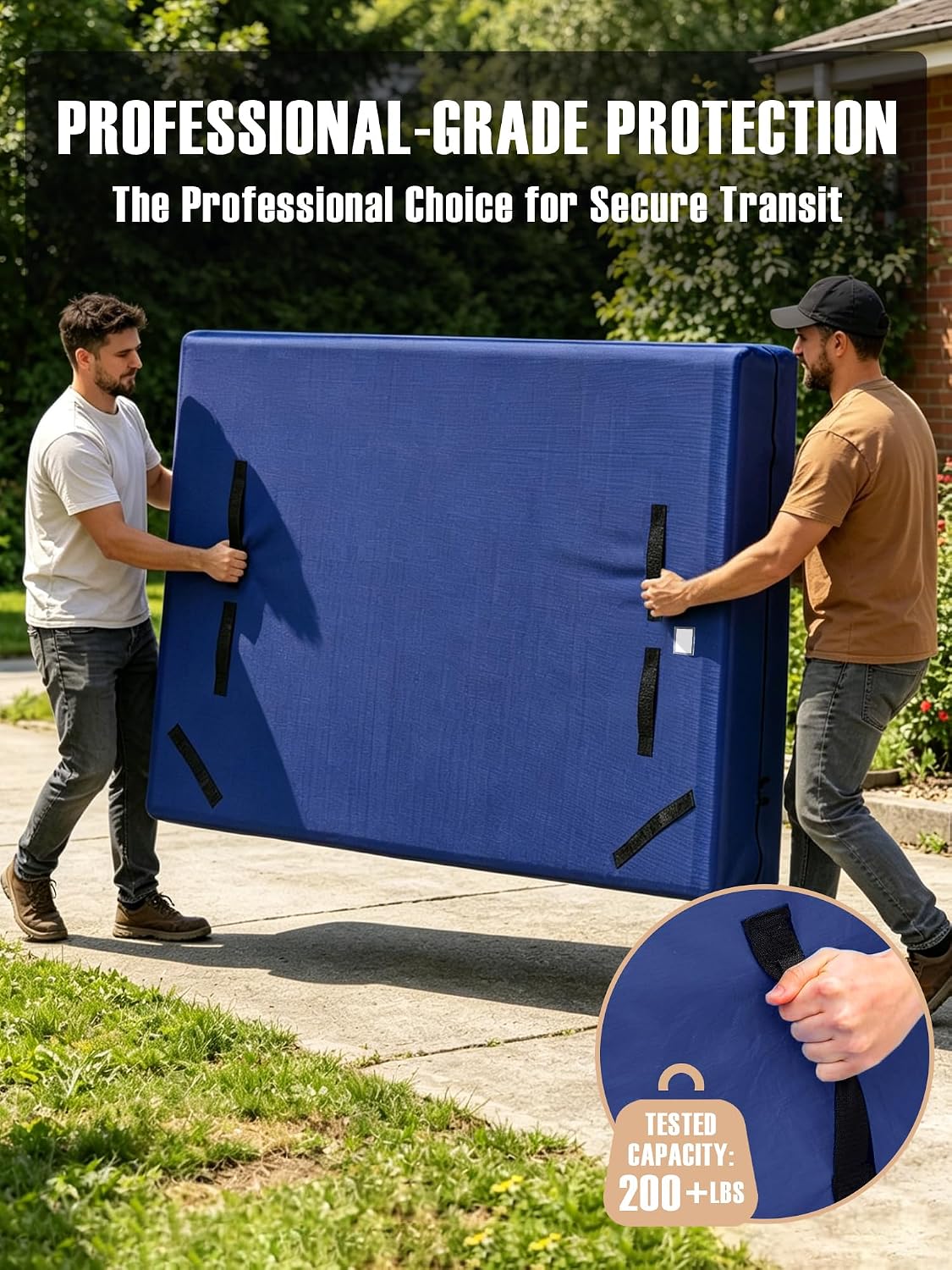 Heavy Duty Mattress Moving Bag with Ergonomic Handles, Blue, King