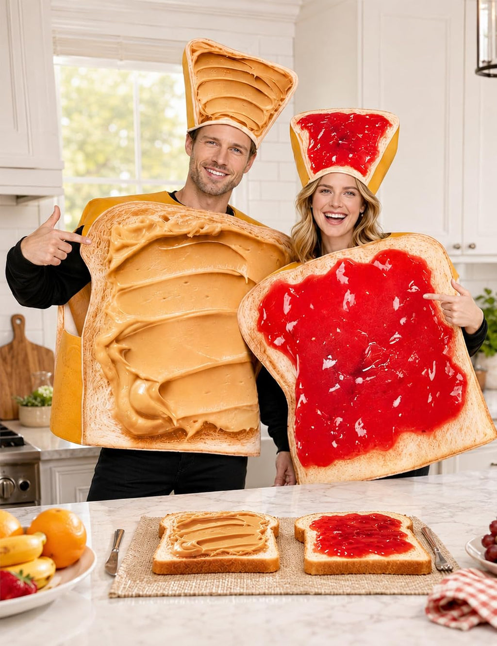 Peanut Butter and Jelly Costume Adult Couples Halloween Costumes | 2 pcs funny matching food outfit set for men women