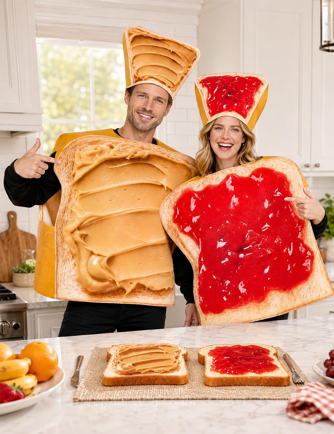 Peanut Butter and Jelly Costume Adult Couples Halloween Costumes | 2 pcs funny matching food outfit set for men women