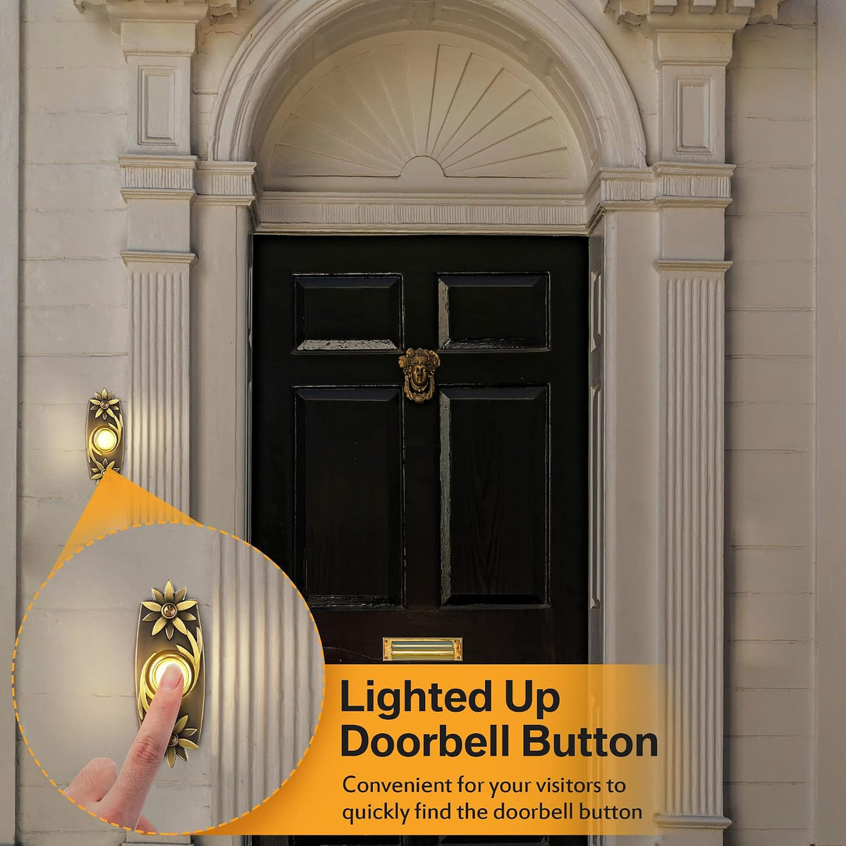 Lighted Metal Doorbell Push Button, Universal Garage Door Opener Switch with LED Light Compatible with Most Wire