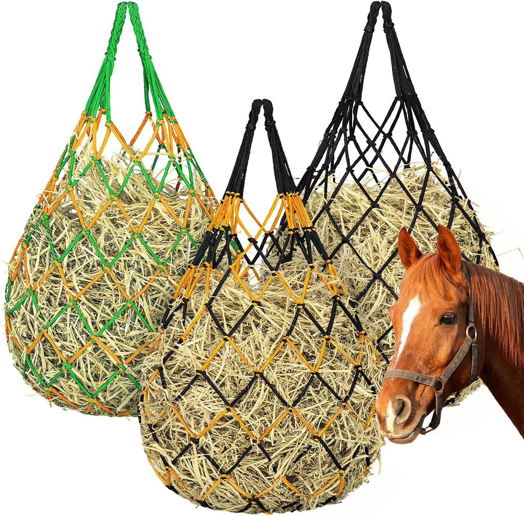 3 Pcs Hay Bags for Horses, Hay Nets for Horses Goat Sheep,Goat Hay Feeder for Slower Feeding,Strong Load-Bearing Hay