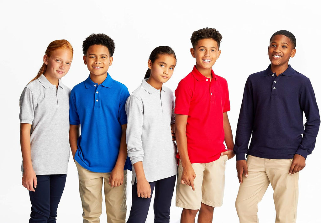 Boys' Short Sleeve Pique Polo Uniform Shirt (Standard & Husky)