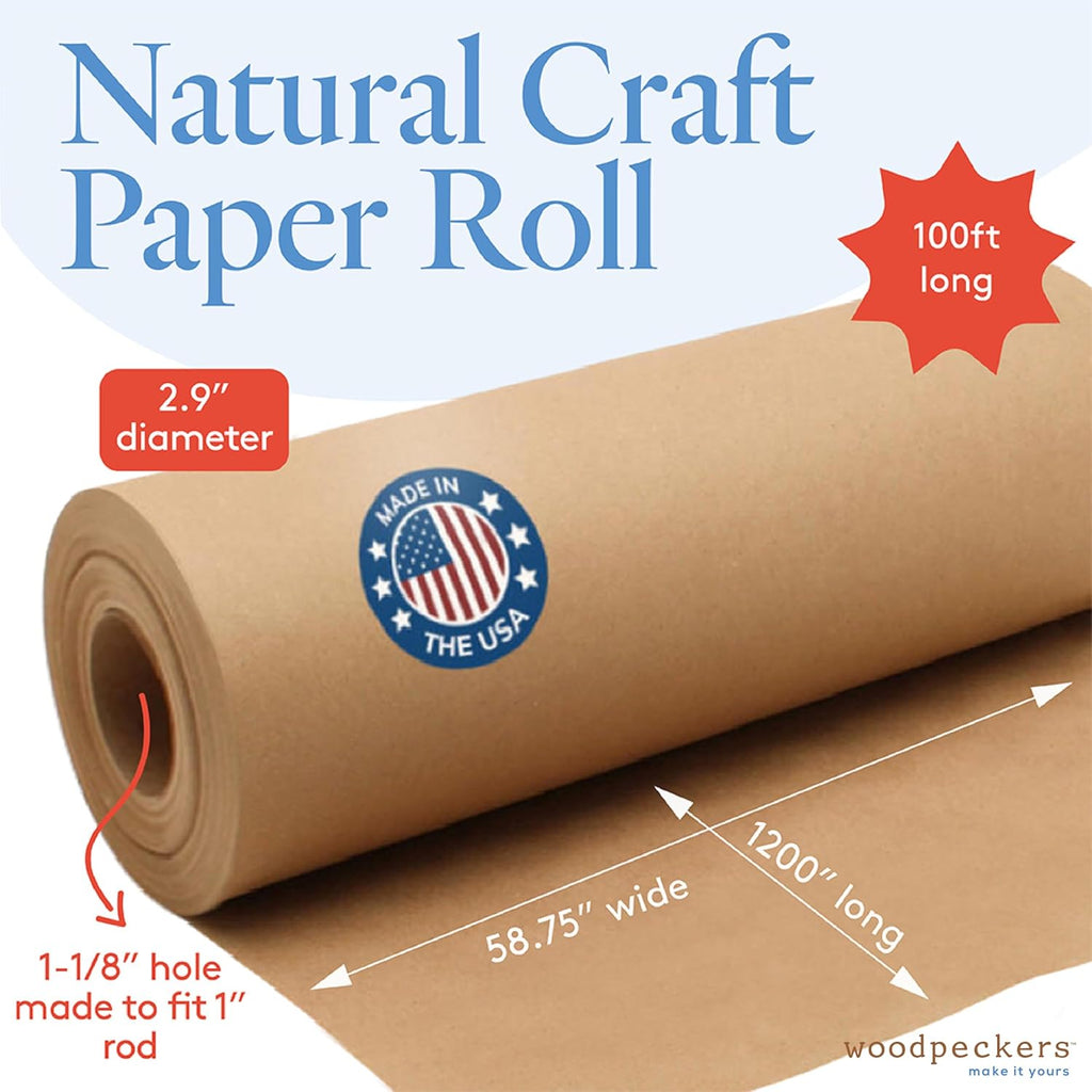 Brown Craft Crab Paper Roll for Table Covering, 58.75 Inches Wide 1200 Inches Long, Charcuterie Paper Table Runner