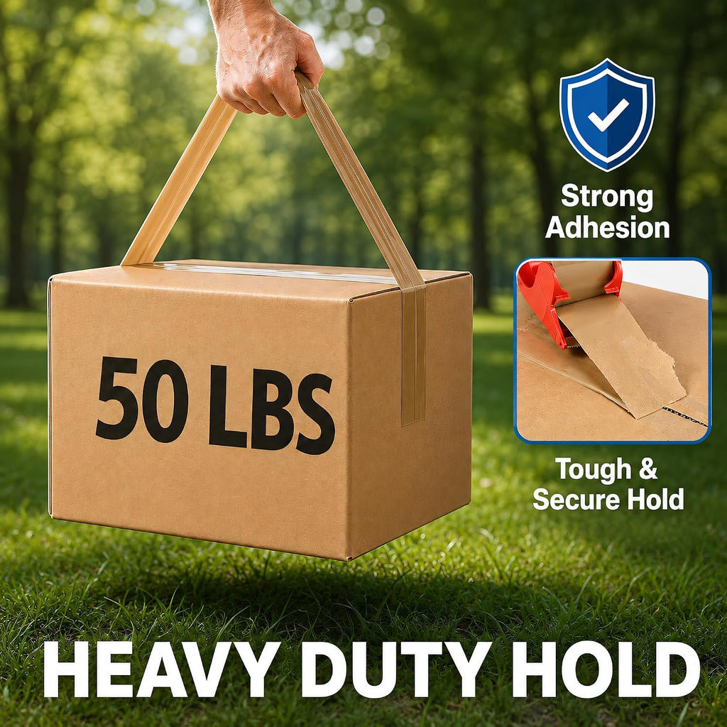 Heavy Duty Brown Packing Tape with Dispenser 1.88 In x 60 Yds 6 Rolls | Strong Adhesive Packaging Tape, Shipping Tape