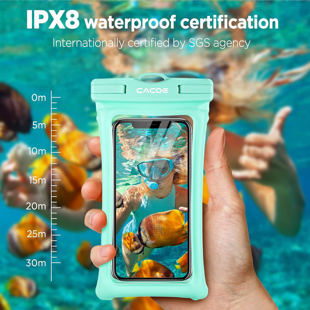 [Floatable] Floating Universal IPX8 Waterproof Phone Case 2 Pack-Up to 7.0",Adjustable Lanyard Phone Pouch,Cellphone