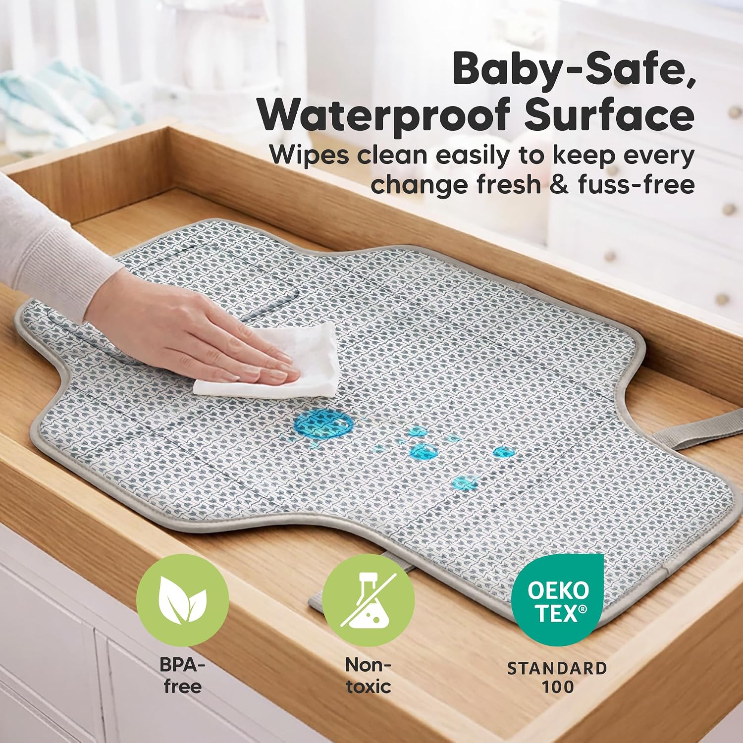 Portable Changing Pad for Baby, Travel – 26 x 21 Wipeable, Waterproof, Foldable Baby Diaper Changing Mat for Diaper