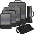 4 Set/6 Set/8 Set Compression Packing Cubes Travel Accessories Expandable Packing Organizers (Half Mesh, 6-Black)