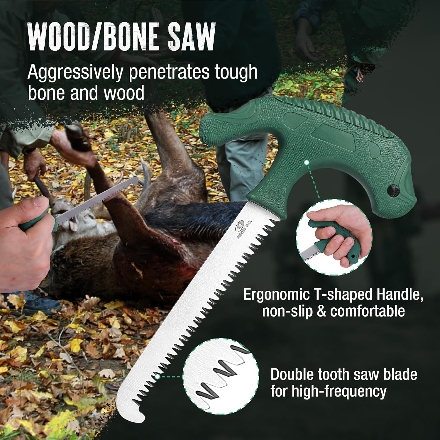 Field Dressing Kit, 4 Pcs Hunting Knife Set with Portable Sheath | Gut-Hook Skinner, Caping Knife, Wood/Bone Saw