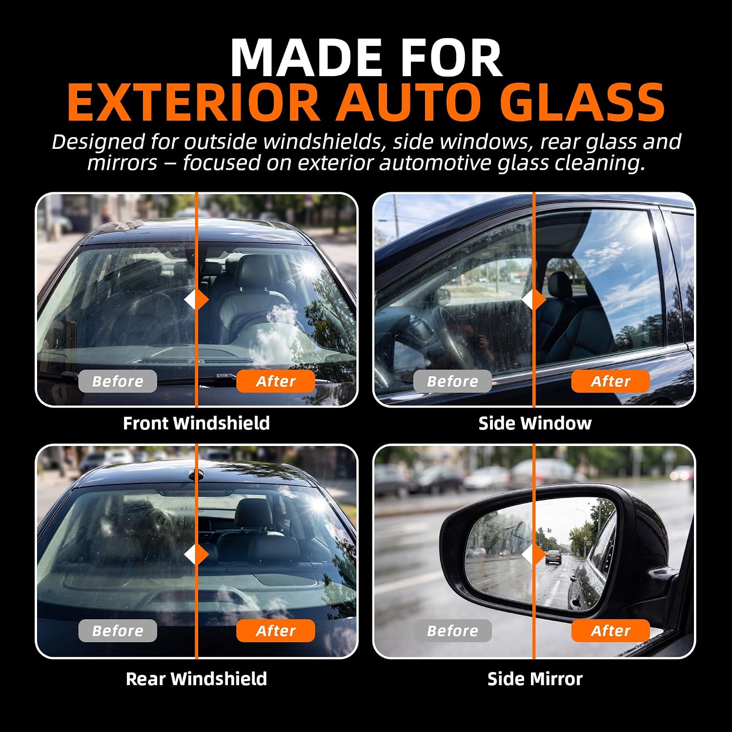 Windshield Glass Coating Kit, 100g Glass Prep Cleaner + 100ml Rain Repellent Spray, Hydrophobic Water Beading