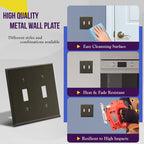ENERLITES Toggle Light Switch Metal Wall Plate, 2-gang Polished Black