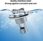 Marine Drain Plug Kit, Stainless Steel Boat Drain Plug, Oval Garboard Transom Boat Plug with Waterproof Seal Ring