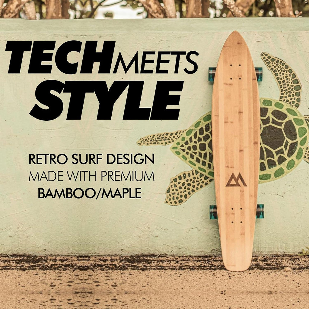 44 inch Kicktail Cruiser Longboard Skateboard | Bamboo and Hard Maple Deck | Made for Adults, Teens, and Kids