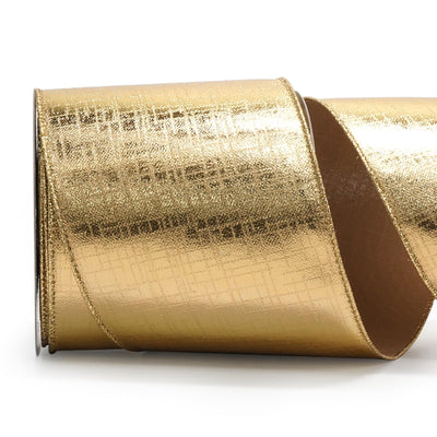 4 Inch x 10 Yards Gold Metallic Foil Wired Ribbon for Christmas Home Decoration Gift Wrapping Bow Making Wreath DIY