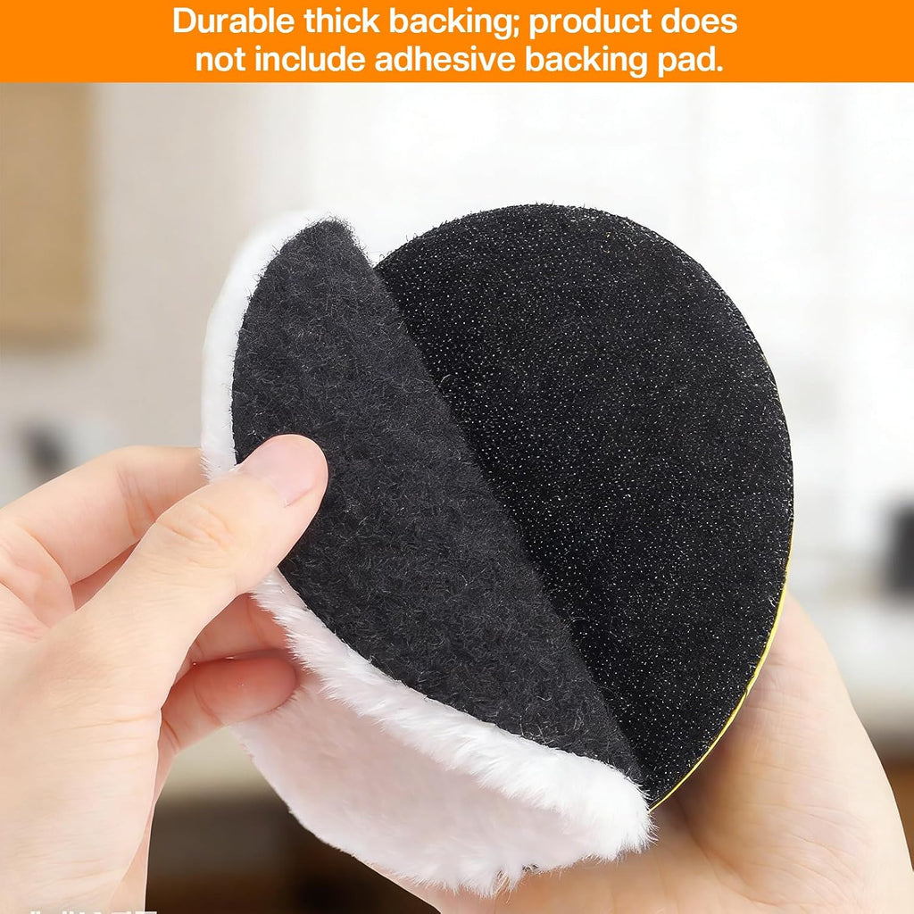 5PCS 5 Inch Wool Polishing Pads Hook and Loop White Buffing Pads for Orbital Sander Polisher Buffer Synthetic