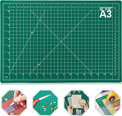 Self Healing Sewing Mat, 12inch x 18inch Rotary Cutting Mat Double Sided 5-Ply Craft Cutting Board for Sewing Crafts