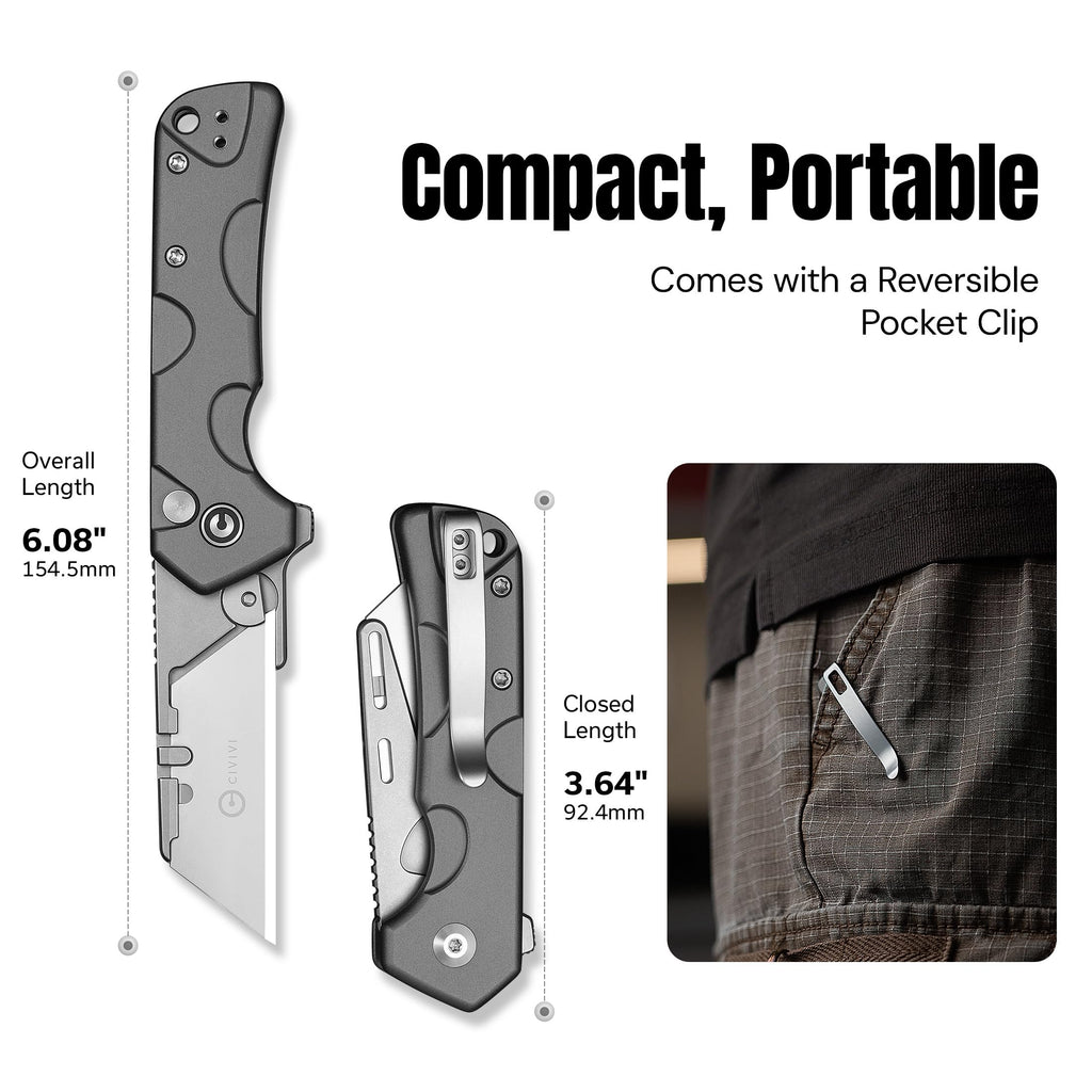 Folding Utility Knife Box Cutter, Quick Change Blade C24041F-4
