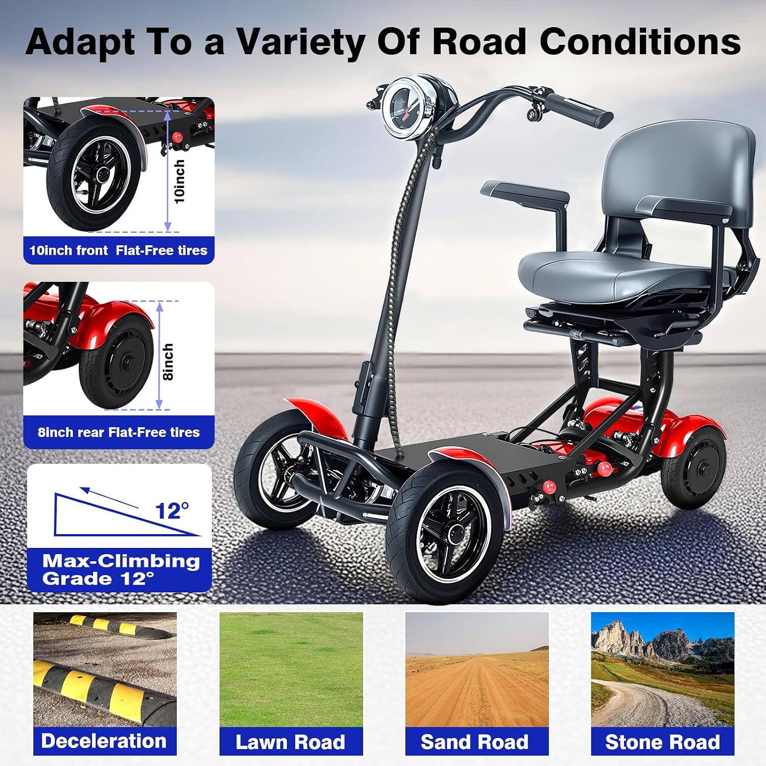Mobility Scooters for Seniors & Adults– 4 Wheel Foldable Portable Electric Scooter, 500W Dual Motor, 30-Mile Range