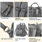 Backpack Purse for Women, PU Leather Ladies Backpack, Grey