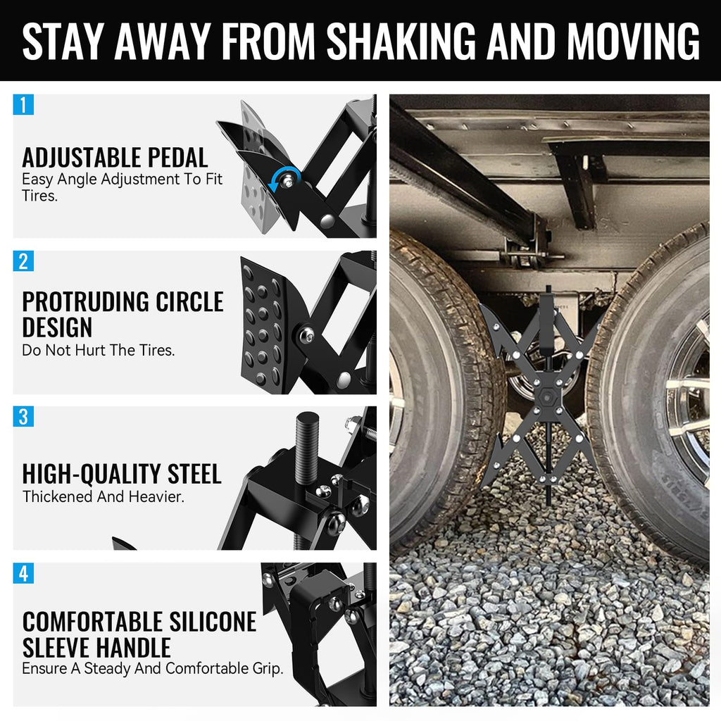 RV Wheel Stabilizer, X Shape Wheel Chocks Designed to Prevent Tire Wobble
