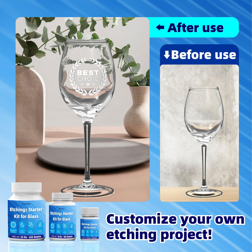 2.8 oz Glass Etching Kit, High-Adhesion Stencils for Crisp Results