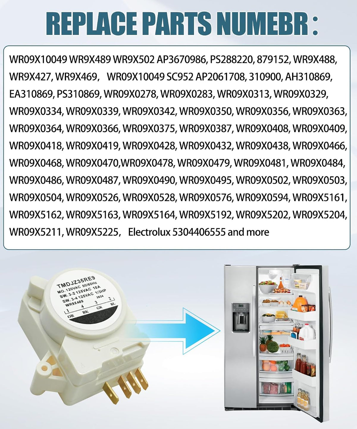 WR9X489 WR9X502 Refrigerator Defrost Timer Control