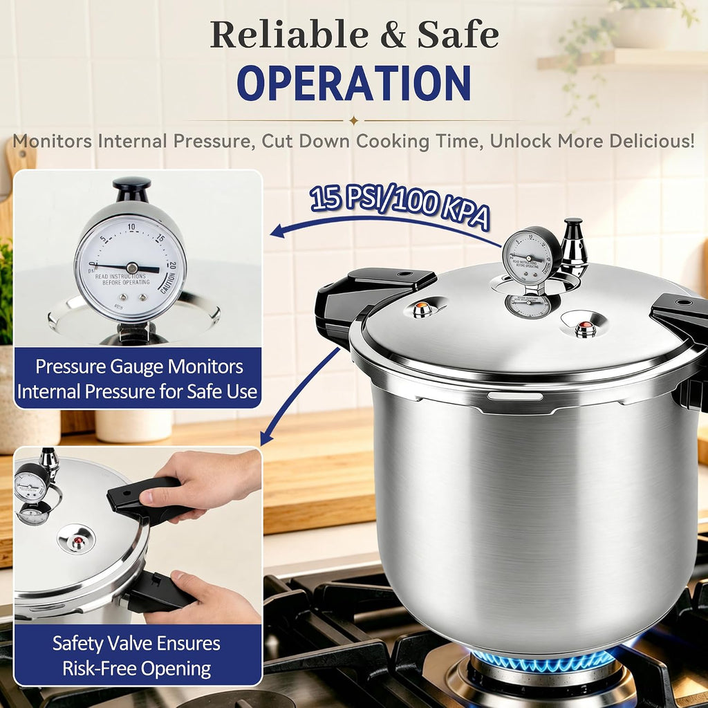 Canning Pressure Cooker Stainless Steel, 23 Qt Pressure Canner with Pressure Gauge, Ollas De Presión Para Cocinar