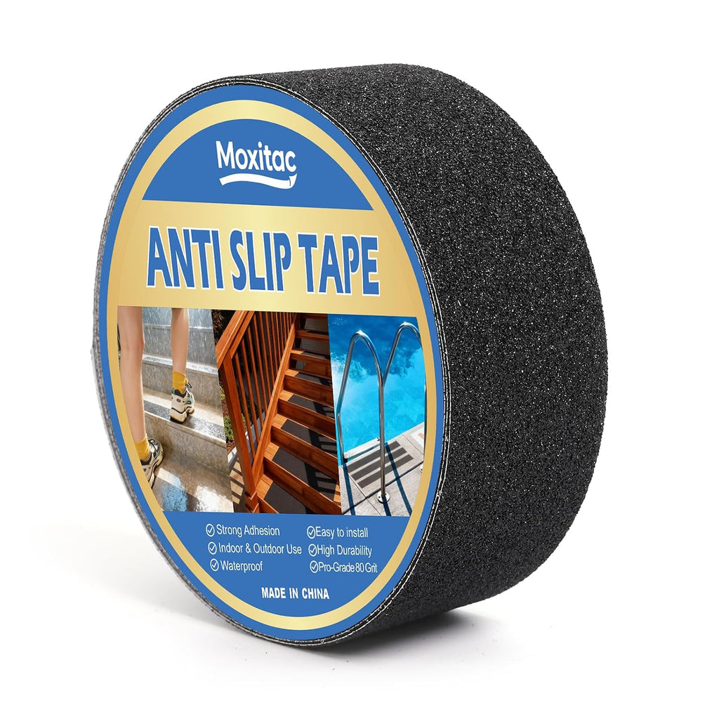 Heavy Duty Anti Slip Traction Tape 2" x 38 FT, 80 Grit Waterproof High Friction Grip Tape for Indoor Outdoor Stairs