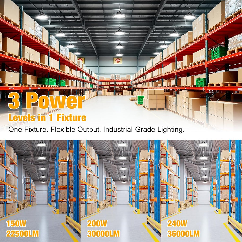 240W UFO LED High Bay Light 0-10V Dimmable 5000K LED High Bay Light