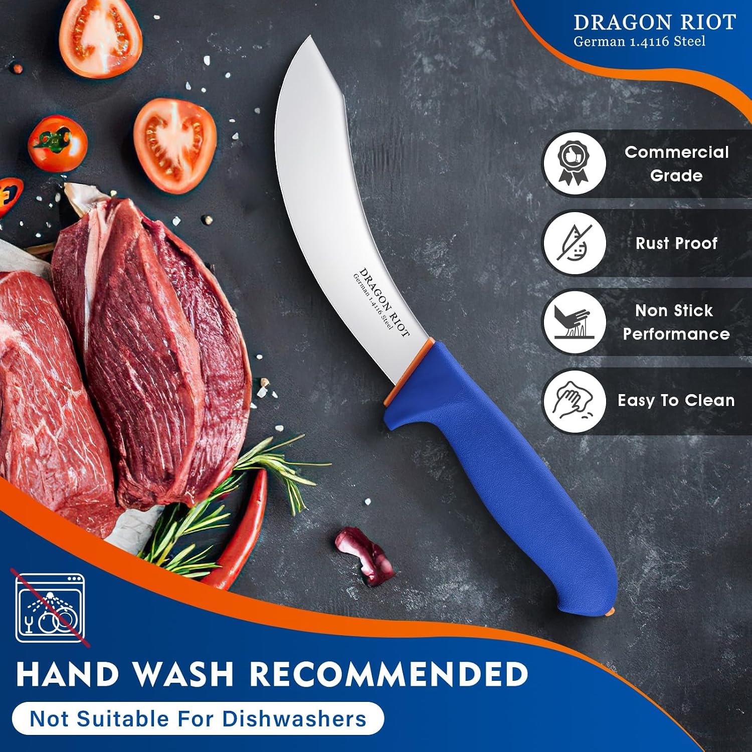 6 Inch Skinning Knife, Meat Trimming and Fillet Knife | Stainless Steel, Non-Slip Handle