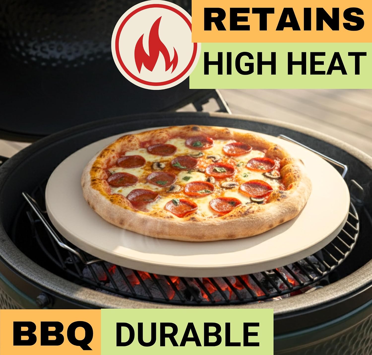 16 inch Baking Stone For Oven - Round Pizza Stone with Handles and Dough Tool - Baking Stone for Bread - Pizza Stones