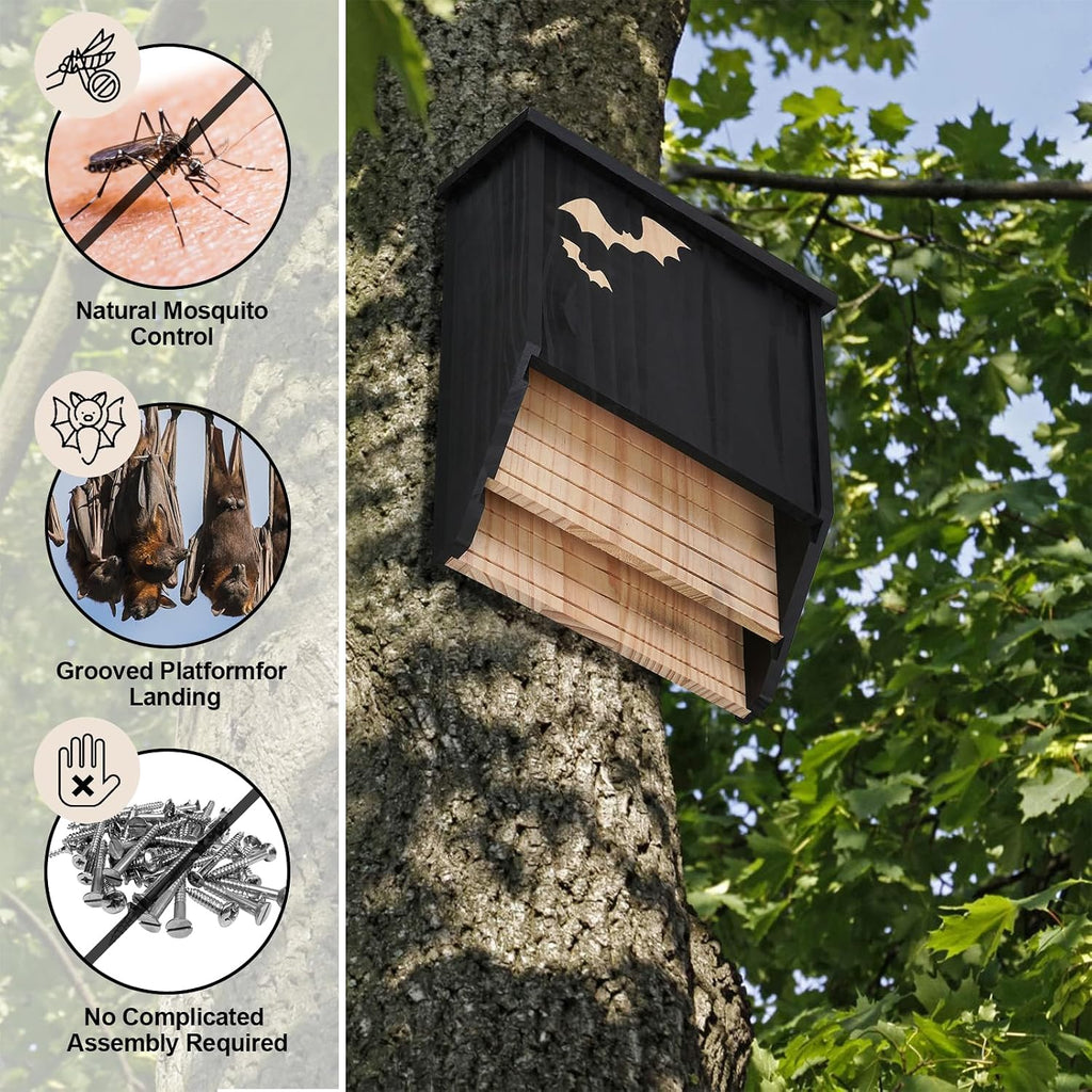 Bat House, Large 2-Chamber Bat Houses for Outdoors for Tree Bat Box Kit