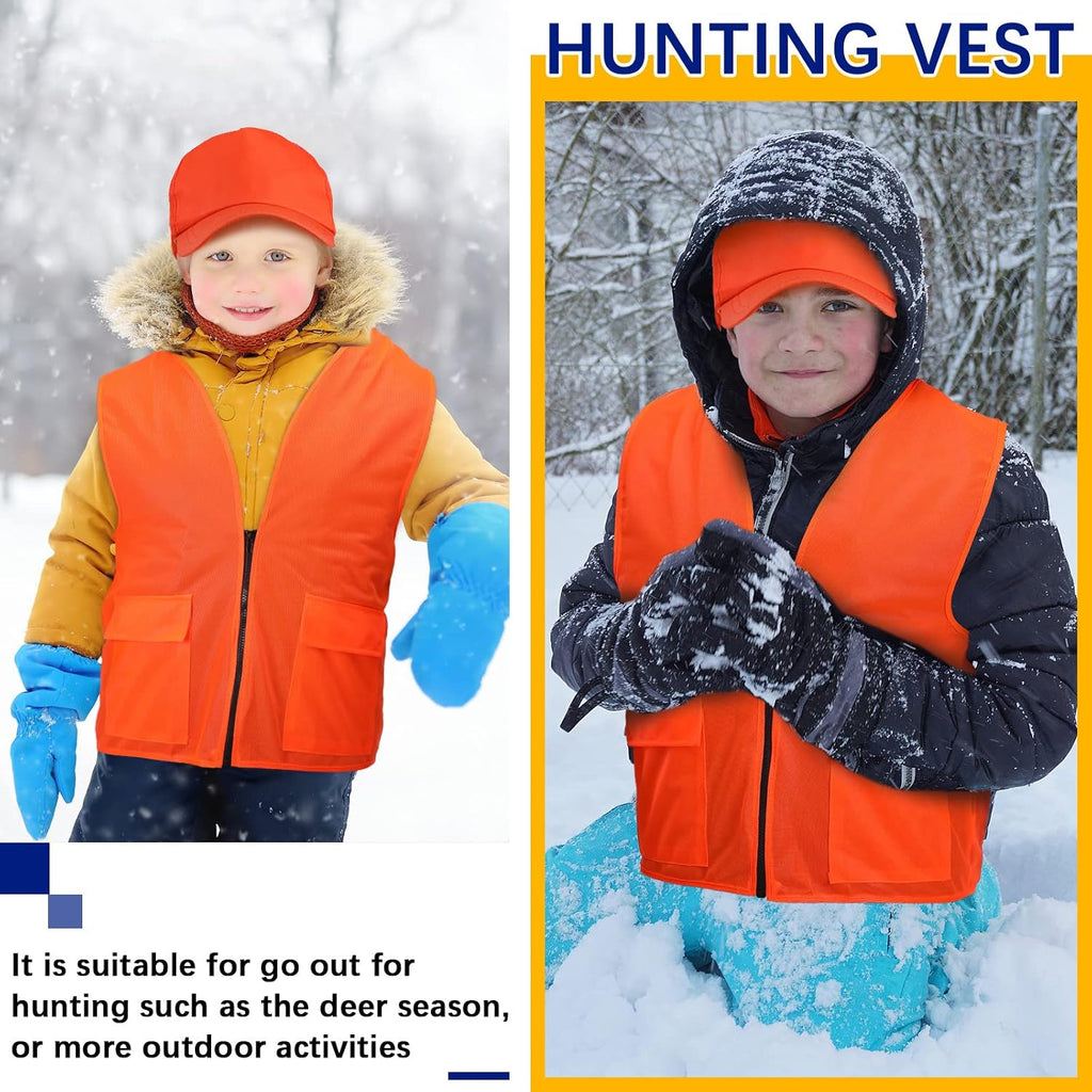 6 Pcs Hunting Safety Vest Cap, Blaze Orange,Baseball Cap | High Visibility Mesh Safety Gear for Outdoor Activities