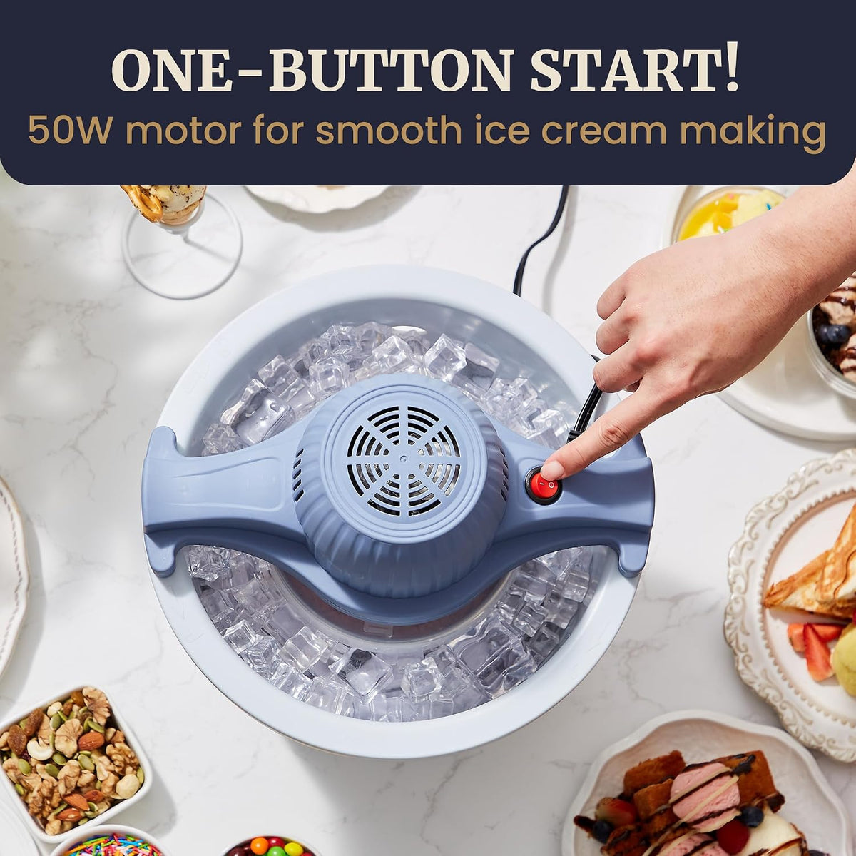 EIM350 4Qt 50W Electric Ice Cream Maker, Periwinkle