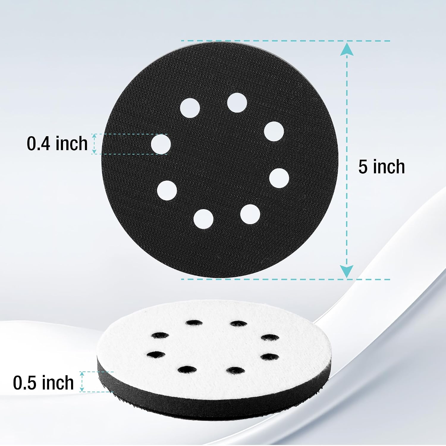 5 Inch Orbital Sander Interface Pads and Sanding Discs | 3 Foam Buffer Pads & 3 Grit Sandpaper (80/120/240), 8-Hole