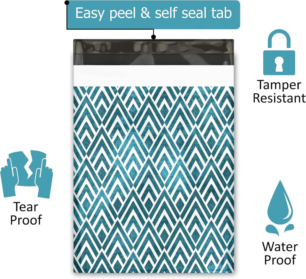 10x13 (100) Geometric Designer Poly Mailers Waterproof Self Sealing Tear Resistant Polymailers Shipping Envelopes