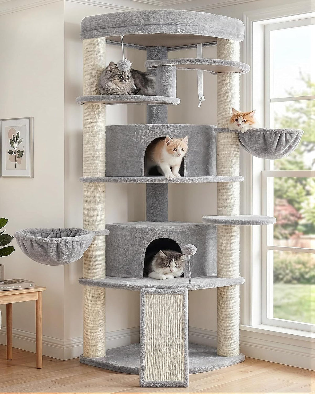 Corner Cat Tree, All Sisal Multi-Cat Scratching Posts GCT035W