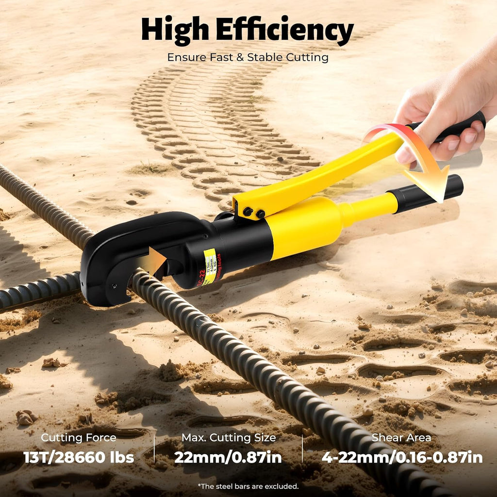 Hydraulic Rebar Cutter, Heavy Duty Rebar Bender with Portable Box, Handheld Cutting Tool for Steel Bars, Shear Area