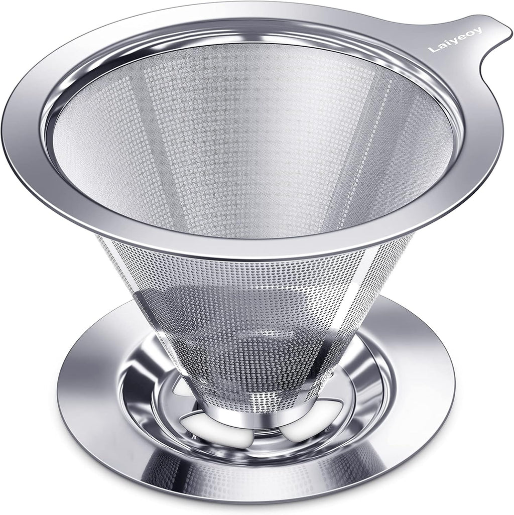 Pour Over Coffee Dripper, Slow Drip Paperless Coffee Filter, Stainless Steel Pour Over Coffee Maker for Single Cup