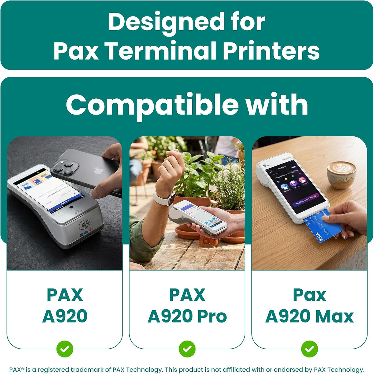 Receipt Paper Rolls for Pax a920 a920 Pro a920 Max Credit Card Machine
