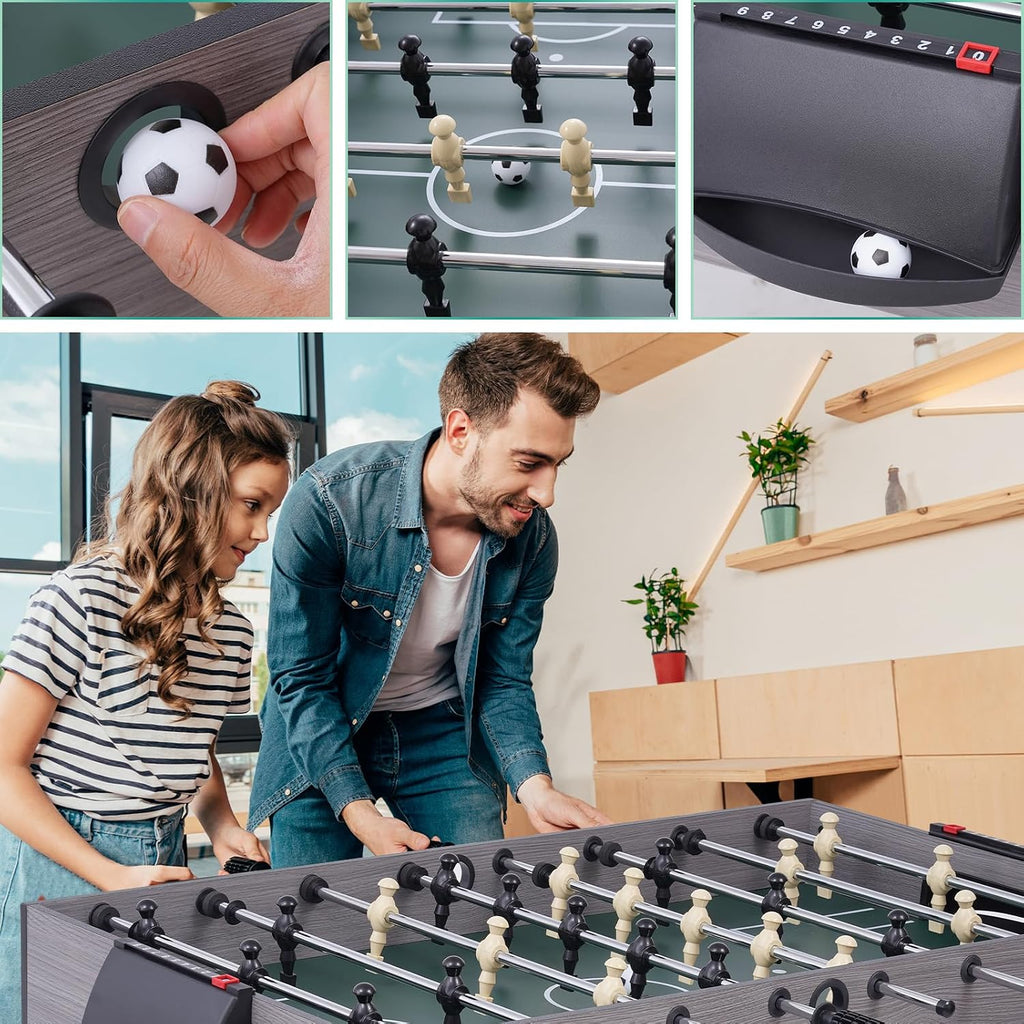 54" 4-in-1 Multi Game Table, Foldable Combo Game Table Set with Ping Pong, Hockey, Pool Billiards and Foosball for