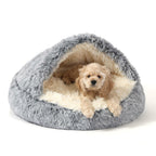 Hooded Donut Bed, Calming Cave for Cats & Small Dogs