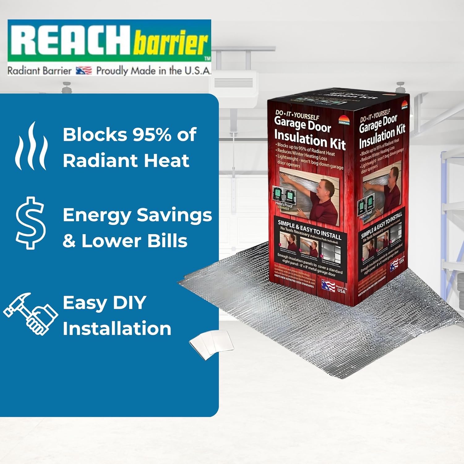 Garage Door Insulation Kit, Reflective, 8x8 Single Door